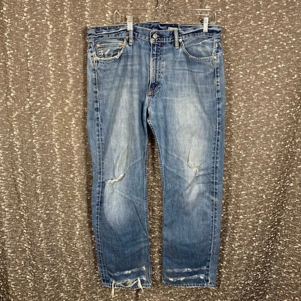 Polo Ralph Lauren Distressed Classic Fit Jeans Blue Denim 39x30 Mens Frayed